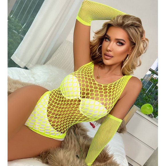 Fishnet Bikini One Perspective Hollow Sleeveless Sexy Lingerie - Picture 3 of 3